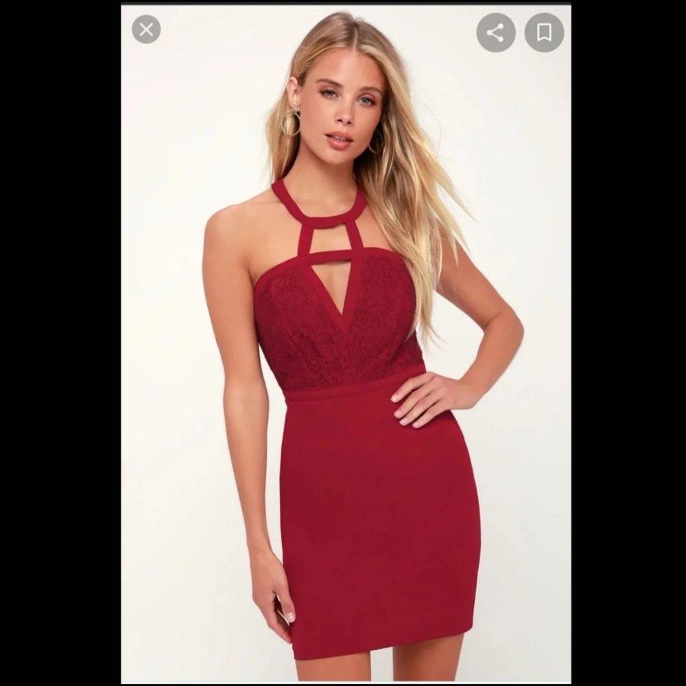 Burgandy cocktail bodycon dress